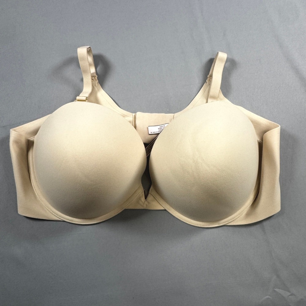Victoria Secret 44C Beige Push-Up Underwire Bra Gold Hardware Neutral Minimalist